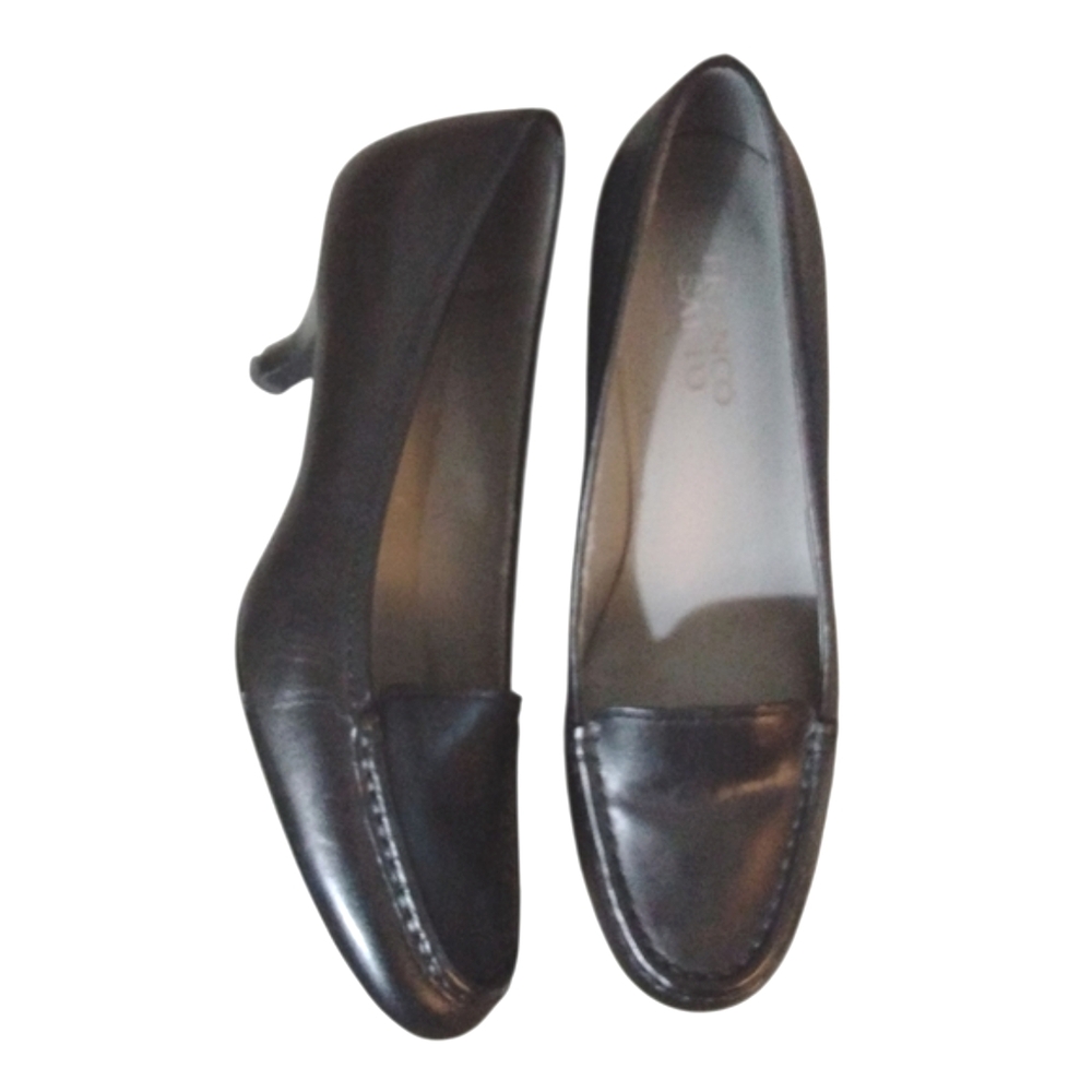 Franco Sarto Kitten Heel Black Leather Pumps Women’s Size 7.5 M
